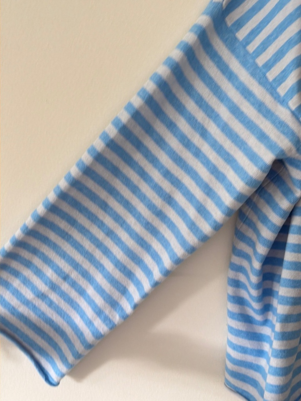 Aerie Sunday Soft Boatneck Sweater Light Blue Stripe Rolled hem Soft Cozy Lounge - Picture 5 of 11